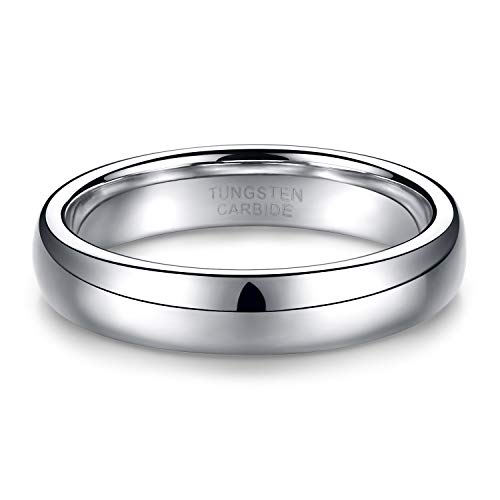 TRUMIUM 2mm 4mm 6mm 8mm Tungsten Wedding Band Ring for Men Women Silver/Rose Gold Plated/Rainbow/Gold Plated Domed High Polish Engagement Promise Rings Comfort Fit 4-15 - color: 4mm silver plated