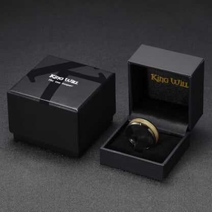 King Will Mens Galaxy Tungsten Wedding Band | 6mm/8mm, Beveled Edge, Comfort Fit, Durable, Sandstone Opal Inlay Polished, Everyday Wear - color: Black&Camo