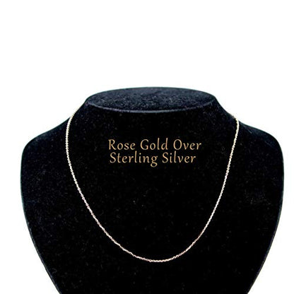 1mm Rolo Chain for Women by Ginger Lyne | Rose Gold over Sterling Silver 17-19 Inch Adjustable Necklace for Her | All Occasion Jewelry for Men or Women