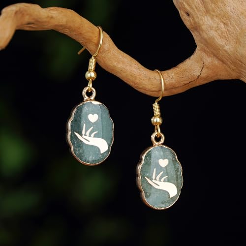Boho Multiple Style Natural Stone Earrings for Women Unique Healing Gemstone Energy Hypoallergenic Lightweight Dangle Drop Earrings Multiple Styles Earrings Jewelry for Birthday Party Gift - style: Green Aventurine Handlove