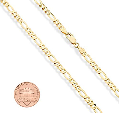 Miabella 18K Gold Over 925 Sterling Silver 5mm Figaro Bracelet Women Men | Italian Fine Jewelry, Diamond-Cut Link Chain, Made in Italy - style: Length 8 Inches