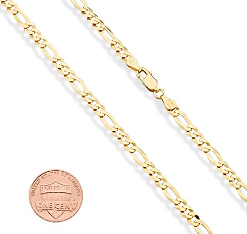 Miabella 18K Gold Over 925 Sterling Silver 5mm Figaro Bracelet Women Men | Italian Fine Jewelry, Diamond-Cut Link Chain, Made in Italy - style: Length 9 Inches (X-Large)