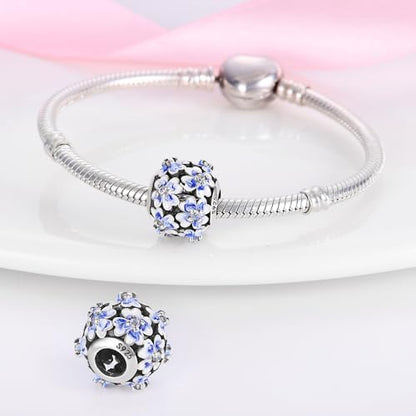 Pandach 925 Sterling Silver Charms for Bracelet&Necklace Dangle Pendant Bead with 5A Cubic Zirconia Stones,Jewelry Beads Gifts for Women - style: Blue travel flower beads