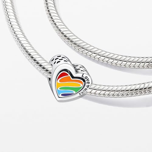 KEQ Rainbow Dangle Charm for Bracelet Necklace In A World Full Of Darkness Be A Rainbow Pride Month - color: HEART BEAT