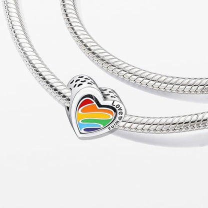 KEQ Rainbow Dangle Charm for Bracelet Necklace In A World Full Of Darkness Be A Rainbow Pride Month - color: HEART BEAT