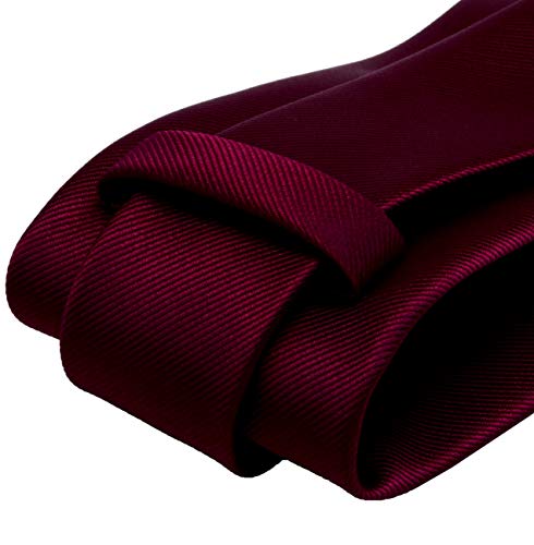 GUSLESON 3.15"（8cm） Solid Color Necktie and Pocket Square Cufflinks Sets For Men + Gift Box - color: Burgundy