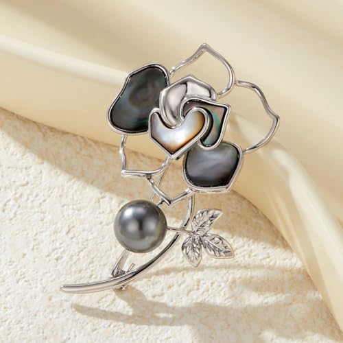 SYWDUDUCLT Fashion Elegant Brooches for Women Brooch, Suitable For Party And Daily Wear On Many Occasions - style: Rose-Grey