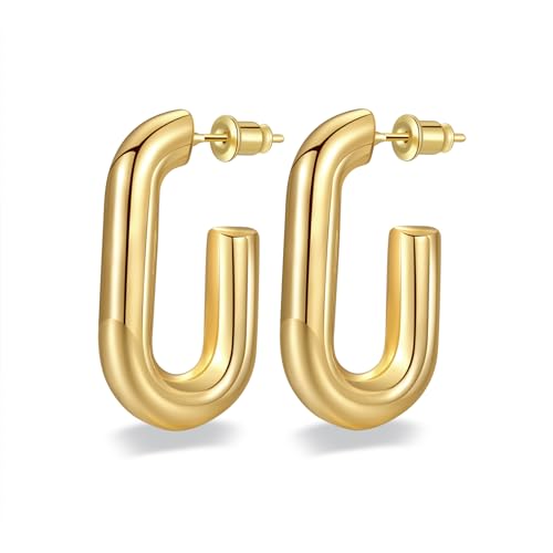 Women Hoop Earrings Lightweight 18K Gold Plated Chunky Hoops Earring Daily Jewelry - style: Hoops 2