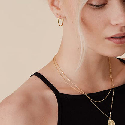 PAVOI Gold Hoop Earrings for Women, 14K Gold Plated Paddle-Back Hoops | Large Hoop Earrings, Lightweight Hoops, Gold Hoops, 925 Sterling Silver Posts - style: 20 Millimeters