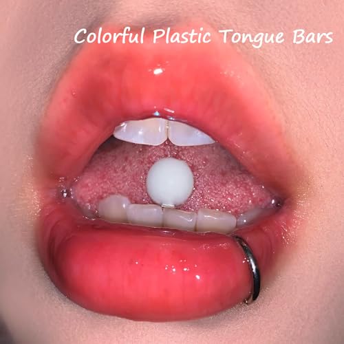 Acrylic Tongue Barbells Rings Candy Color Tongue Piercing Jewelry | 14G Plastic Nipple Ring Colorful Tongue Bars for Women Men - style: Candy