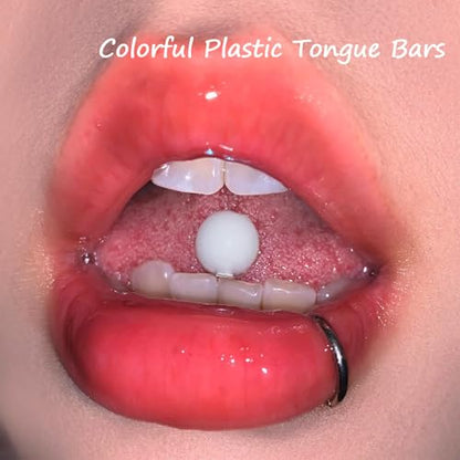 Acrylic Tongue Barbells Rings Candy Color Tongue Piercing Jewelry | 14G Plastic Nipple Ring Colorful Tongue Bars for Women Men - style: Candy