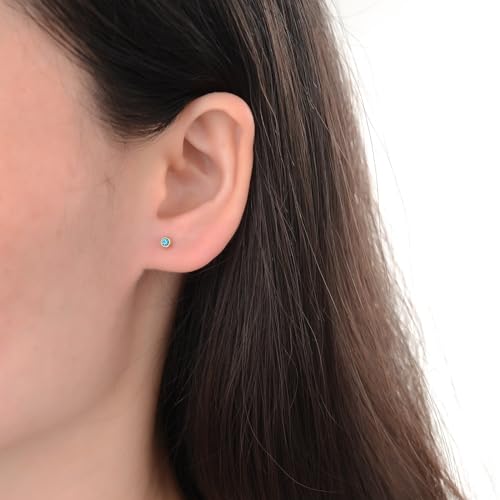 12 Pairs Surgical Stainless Steel Cubic Zirconia Birthstone Stud Earrings Heart Star Round Multicolors Stud Earrings Set for Women - style: Gold round 5mm