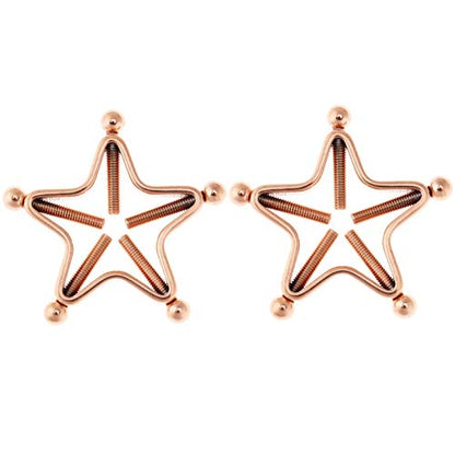 1 Pair Adults Non-Piercings Nipple Shield Adjustable Body Piercing Geometric Stars Nipple Clamp Ring Body Jewelry - color: #1 Rose Gold