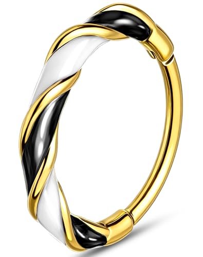 Melighting 20G Twist Nose Ring Hoop Stainless Steel 316L Piercing Jewelry | 7/8 mm Nose Piercing Jewelry, Cute Hinged Segment Clicker Lobe Helix Daith Cartilage Earring for Women - color: Gold WB, size: 20g8mm