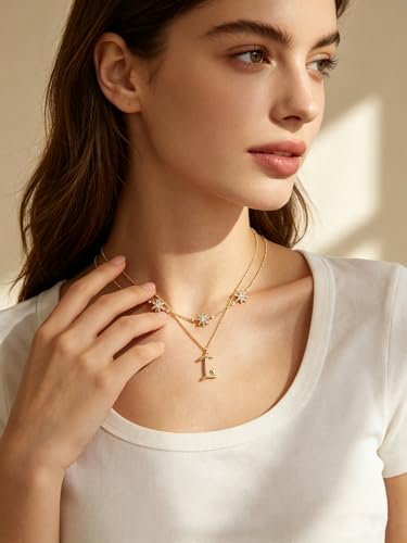 14K Gold A-Z Initial Lette Necklace Star Choker Women Necklace | Personalized Initial Jewelry, Meaningful Name Letter Gift for Women Wife Mom Friend, Perfect Present For Birthday/Anniversary - style: 14K Gold-I