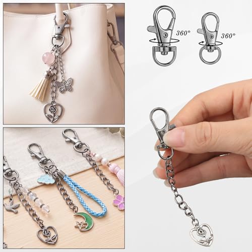 1130PCS Keychain Making Kit Jump Rings for Jewelry DIY Key Chain Supplies with Keyrings Bulk, Metal Lobster Claw Clasp, Swivel Snap Hook, Extender Chain for Crafts Accessories（Black） - color: Black