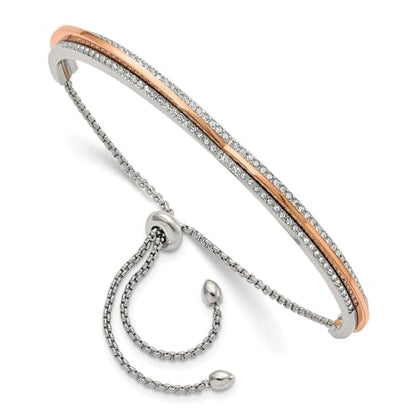 Chisel Heart Crystal Bangle Bracelet in Stainless Steel