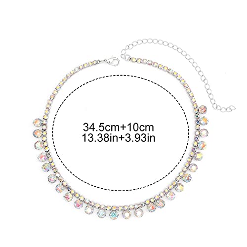 JEAIRTS Rhinestone Choker Necklace Silver Diamond Chain Jewerly for Women | Sparkly Multi-row Crystal Chokers Women's Wedding Prom Formal Jewelry Accessories - color: Style 3