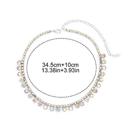 JEAIRTS Rhinestone Choker Necklace Silver Diamond Chain Jewerly for Women | Sparkly Multi-row Crystal Chokers Women's Wedding Prom Formal Jewelry Accessories - color: Style 3