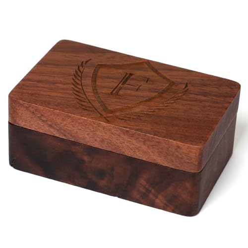 Mens Initial Cufflinks and Tie Clip A-Z Alphabet Letter Black Stainless Cuff Links Tie Bar with Engraved Walnut Wood Box Groom Groomsman Wedding Set - style: Classic-F
