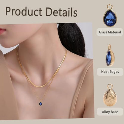 Glass Rhinestone Charms, 48 Pcs 12 Colors Birthstone Beads Crystal Dangle Pendants for Jewelry Making Earrings Necklace Bracelet - color: Gold