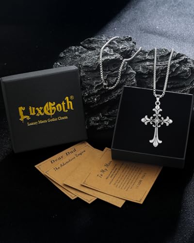 Stainless Steel Gothic Y2K Punk Rock Emo Biker Pendant Necklace | Cosplay Vintage Viking Alt Edgy Fashion Charm Necklace Jewelry for Men Women Active Daily Wear - style: Fleur de Lis Rhinestones Cross