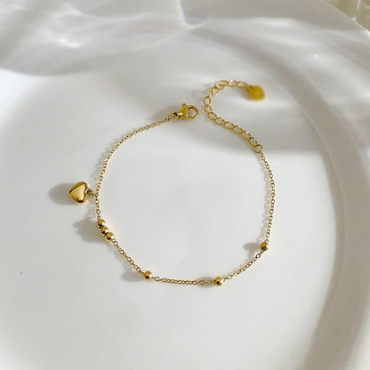 MODRSA Toe Rings for Women Toe Rings and Anklets for Women Toe Ring Adjustable Toe Rings Silver Rose Gold - color: F2-Anklet - Heart Beads gold