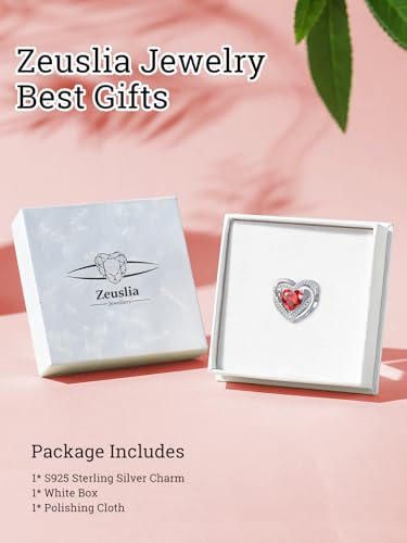 Heart Birthstone Charms for Bracelets, 925 Sterling Silver Women Bead Charms for Charm Bracelets Necklace, Mother's Day Birthday Anniversary Jewelry Gifts for Wife Mom Grandma Daughter - style: Bead - Jan - Garnet