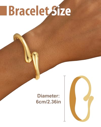 Chunky Gold Bangle Bracelets for Women, Gold Twist Cuff Bracelet | Trendy Stackable Bangles Set Fashion Jewelry Gifts - color: 1PC Gold