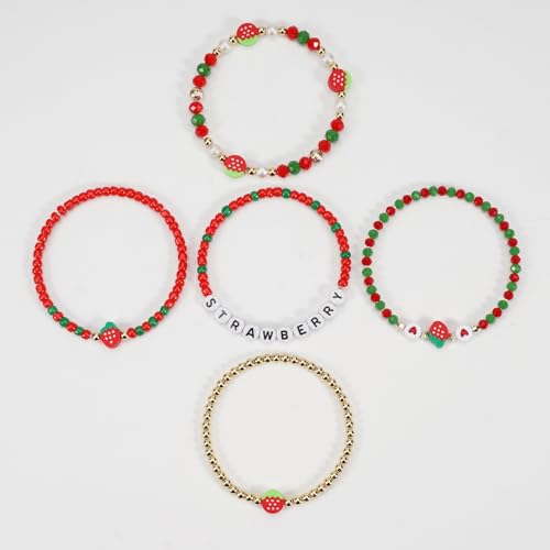 Twinfree Bohemian Cute Fruit Banana Cherry Strawberry Pineapple Mango Polymer Clay Beaded Stackable Stretch Bracelets - color: color 26