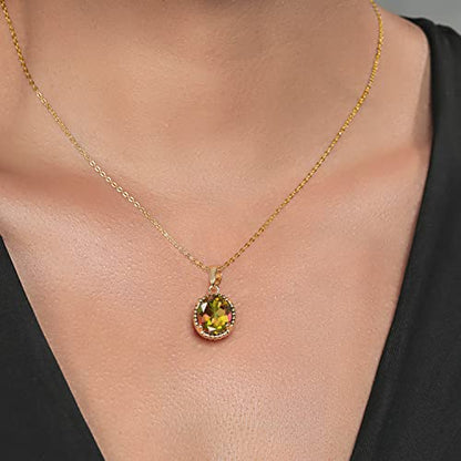 Gem Stone King 11X9MM Oval Gemstone Birthstone Pendant Necklace | 925 Sterling Silver | Solitaire Necklace For Women | With 18 Inch Chain | Fine Jewelry Gifts for Mom Women Wife Her - color: Mango Mystic Topaz