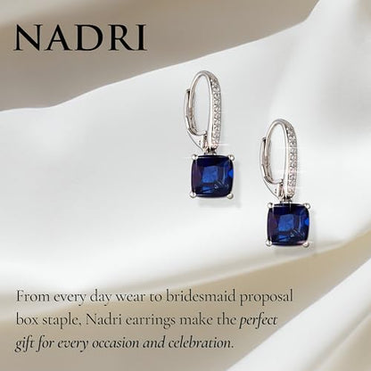 NADRI Cushion Cut CZ Leverback Earrings - color: Cushion - Sapphire
