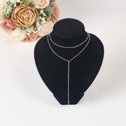 Lariat Necklace for Women Dainty Layered Y-Shaped Body Chain - color: Gold