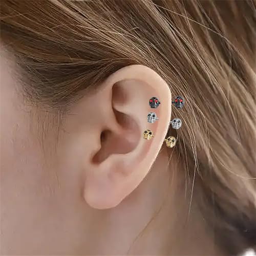 Gothic Skull Nipple Rings for Women Punk Skeleton Industrial Nipplerings Nipple Piercing Barbell Nipple Shield Studs Industrial Barbell Earrings Halloween Body Jewelry