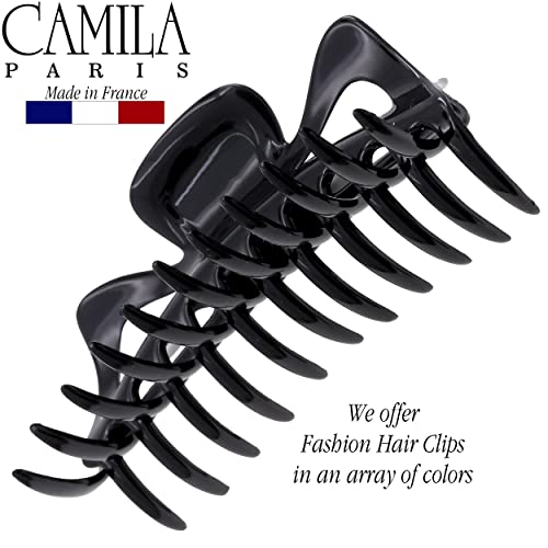 Camila Paris CP117 French Large Hair Clips for Women Thick Hair for Long Curly Wavy Hair, Girls Hair Claw Clip, Durable Styling Big Claw Clip for Thick Hair, Strong Hold No Slip Grip, Made in France - color: Black 6"