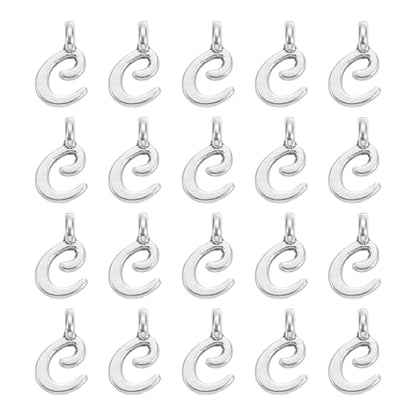 uxcell A-Z Alphabet Charm, Metal Alphabet Letter Charm Initial Charm Pendant Bead for Necklaces Bracelets Jewelry Making Craft - color: Silver C