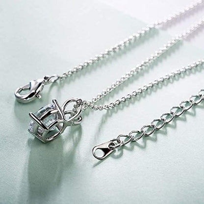 AllenCOCO 925 Sterling Silver Necklace for Women Trendy, AAA+ Cubic Zirconia Pendant Necklace Hypoallergenic 14K Gold Plated 925 Sterling Silver Minimalist CZ Necklace for Women Jewelry Gifts