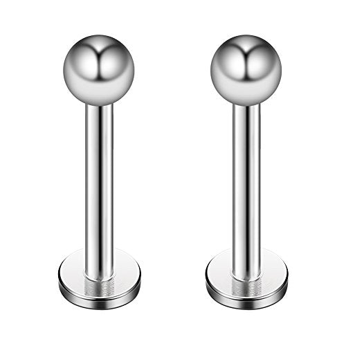 8PCS Assorted Colors Stainless Steel Body Jewelry Ball Eyebrow Ear Navel Belly Lip Piercing Bar Ring 16G 8mm - style: Lip Ring with Balls