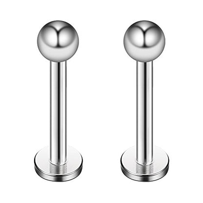 8PCS Assorted Colors Stainless Steel Body Jewelry Ball Eyebrow Ear Navel Belly Lip Piercing Bar Ring 16G 8mm - style: Lip Ring with Balls