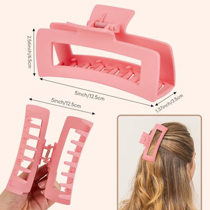 MINMUNJIU 4 Pack Extra Large Matte Non-Slip Jumbo Claw Clips for Long Curly Hair - Hair Accessories for Women and Girls - color: Style 4