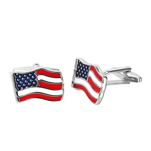 Urban Jewelry Cufflinks for Men, Stainless Steel Tuxedo Shirt Accessories – Black, Silver, Gold Cuff Links for Wedding, Business, Gifts for Father, Husband, Boyfriend, Son - style: USA Flag Style