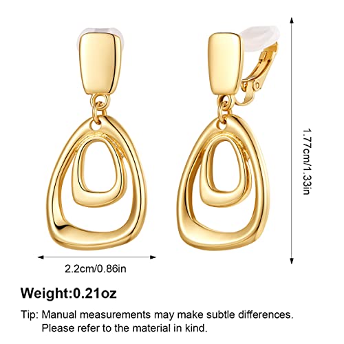 MUYAN Gold Clip On Drop Earrings for Women Non Piercing Dangle Earrings Fashion Jewelry - color: B Clip Gold