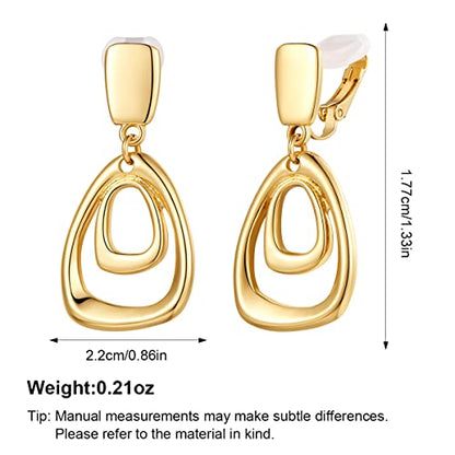 MUYAN Gold Clip On Drop Earrings for Women Non Piercing Dangle Earrings Fashion Jewelry - color: B Clip Gold