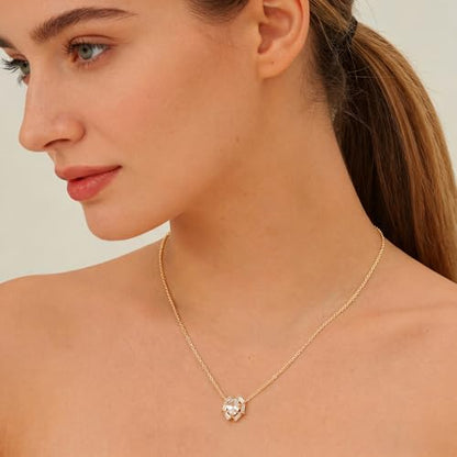 WEARON Gold Necklace for Women Gold Star Necklace 14K Gold Plated CZ Necklace Dainty Choker Charm Necklaces Hypoallergenic Trendy Jewelry for Women Gift - color: Oval Cz