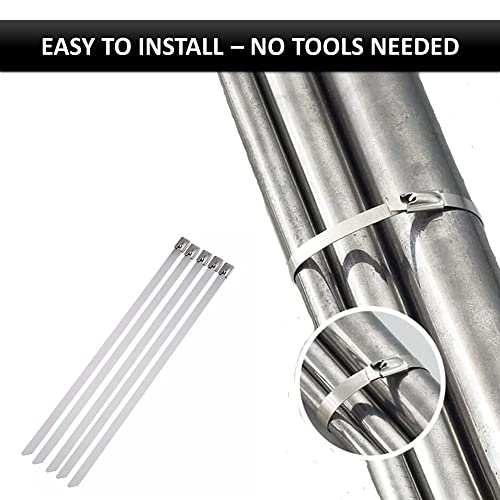 Kable Kontrol Stainless Steel Metal Zip Ties 15 Inch 100 Pcs HD 350Lbs Test | Heavy Duty Steel Cable Ties, Self-locking, Multi-Purpose, Outdoor and Indoor Use, High Temperature, Corrosion Resistant - size: 15" - 350 Lbs - 100 Pcs