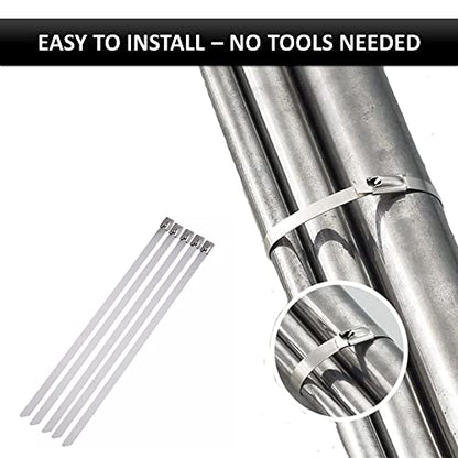Kable Kontrol Stainless Steel Metal Zip Ties 27 Inch 100 Pcs HD 200Lbs Test | Heavy Duty Steel Cable Ties, Self-locking, Multi-Purpose, Outdoor and Indoor Use, High Temperature, Corrosion Resistant - size: 27" - 200 Lbs - 100 Pcs