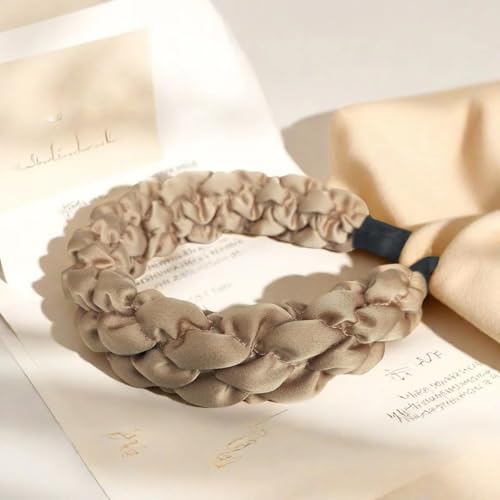Womens Quilted Headband Wide Padded Hairband Fashion Hair Accessories Women Daily Wear Outfit Styling Hair Band (Light Curry) - color: Light Curry, size: 1 Count (Pack of 1)