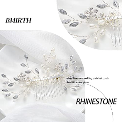 Wedding Hair Comb Pearl Bride Headpieces Rhinestone Bridal Hair Jewelry Side Hair Accessories for Bridesmaids and Brides