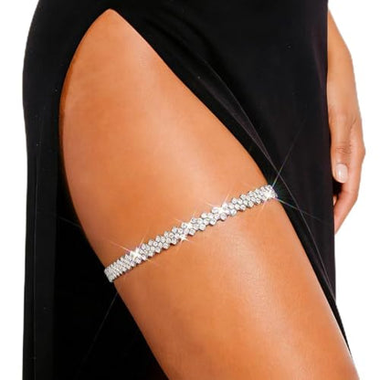 Rhinestone Thigh Garter Silver Thigh Chain Jewelry for Women | Crystal Body Chain for Party Nightclub
