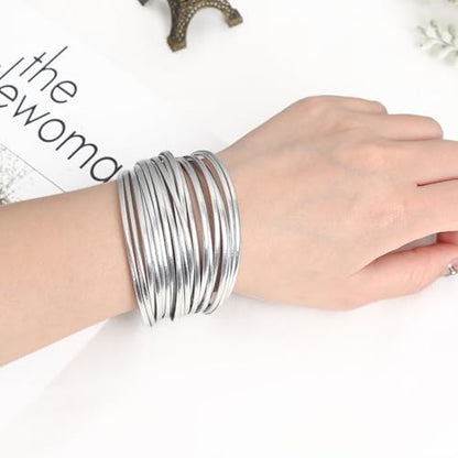 DRXRD Boho Leather Wrap Bracelets for Women Men Multi-Layer Bracelets with Strong Clasp Western Jewelry - color: D